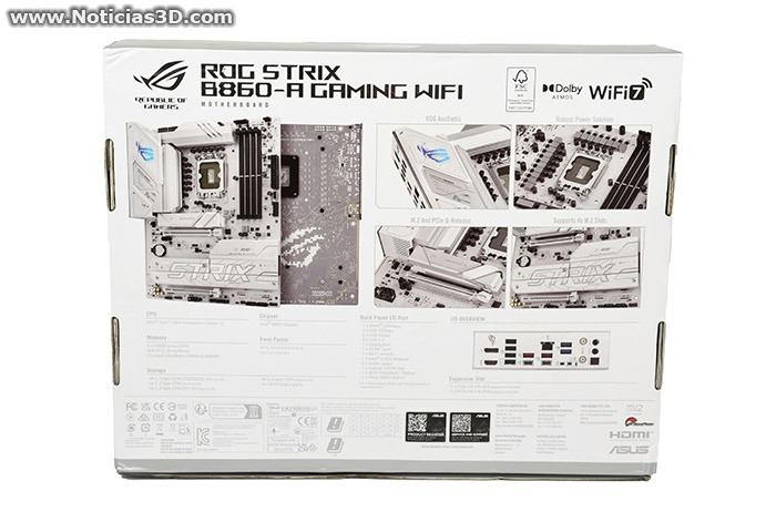 ASUS ROG Strix B860-A GAMING WIFI Foto de la cara inferior de la caja