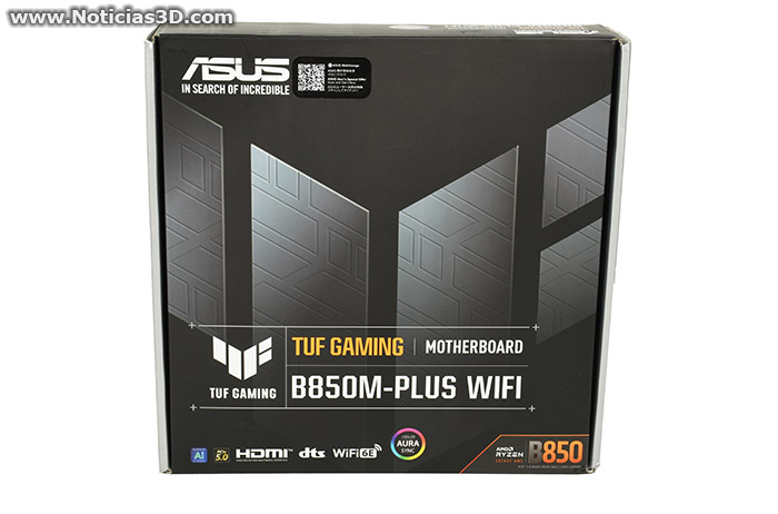 ASUS TUF Gaming B850M-Plus WiFi Foto de la cara superior de la caja
